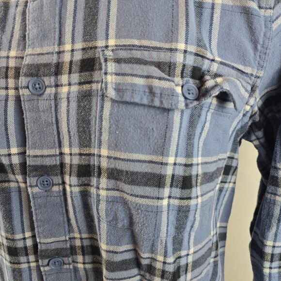 Lucky Brand Shirt mens Medium Blue Button Up Lightweight Flannel Plaid Outdoors - Picture 3 of 8